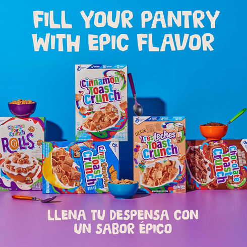 27 oz Cinnamon Toast Crunch Breakfast Cereal, Crispy Cinnamon Cereal, Mega Size