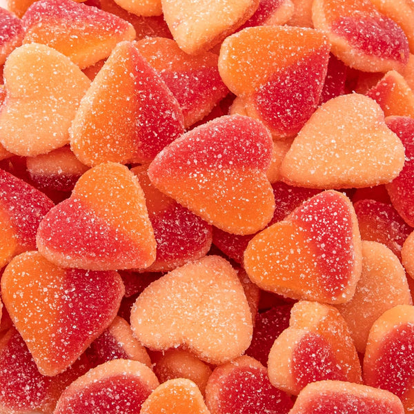 Peach Hearts Gummy Candy | 1-Pound Bag | Sweet and Sour Dye