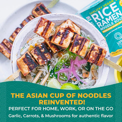 1.94 Oz (Pack 6) Lotus Foods Organic Garlicky Veggie Rice Ramen Noodle Soup - Ramen Noodles, Cup of Noodles, Instant