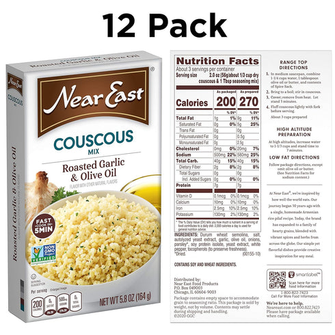 5.8 Oz, Pack 12 Near East Couscous Mix, Roasted Garlic & Olive Oil