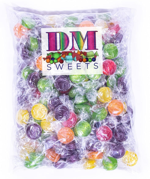 DM Sweets Assorted Fruit Buttons - 2 lbs of Bulk Individually Wrapped Cherry Orange