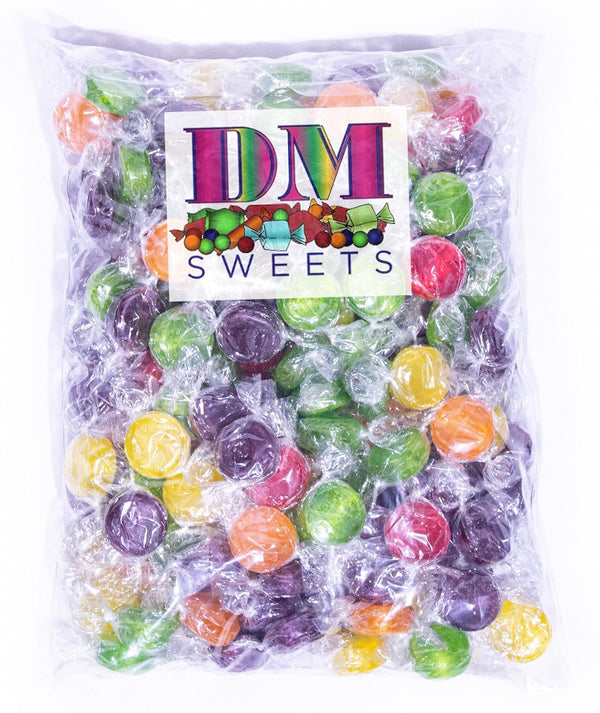 DM Sweets Assorted Fruit Buttons - 2 lbs of Bulk Individually Wrapped Cherry Orange