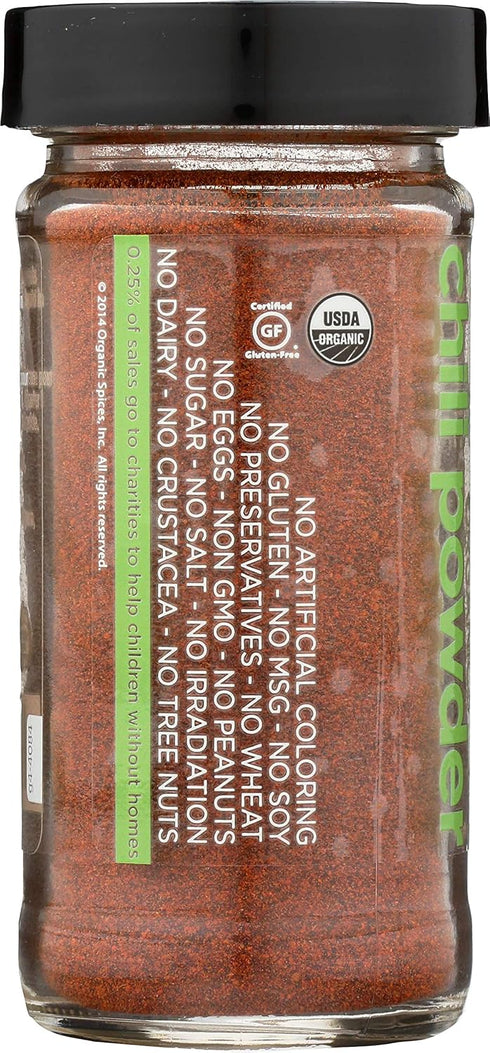 Spicely Organics Chili Powder, 1.70 Ounce Jar, Certified Gluten Free
