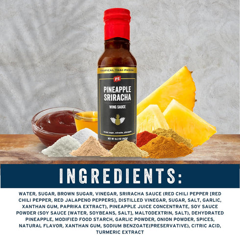PS Seasoning Pineapple Sriracha Wing Sauce - Hot Wing Sauce for Chicken, Seafood, Pork and more