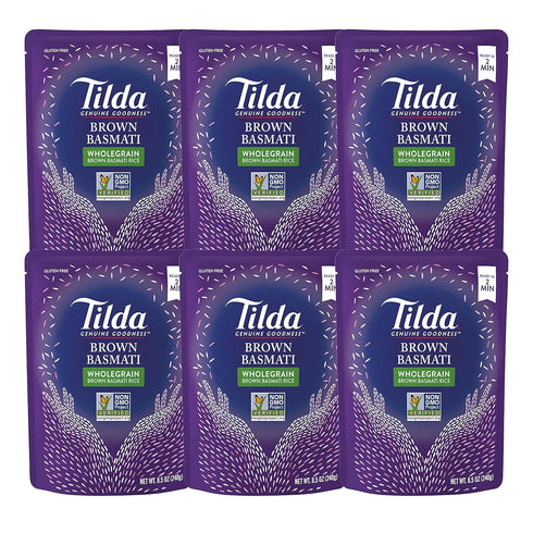 8.5 (Pack 6) Tilda Legendary Rice Steamed Basmati, Brown, Ounce