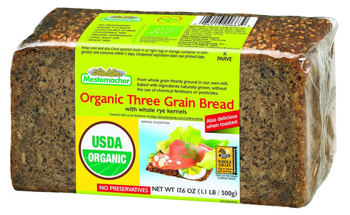 17.6 oz, pack 2) Mestemacher Whole Grain Bread (Organic Three Grain
