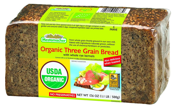 Mestemacher, Bread Three Grain, 17.6 Ounce