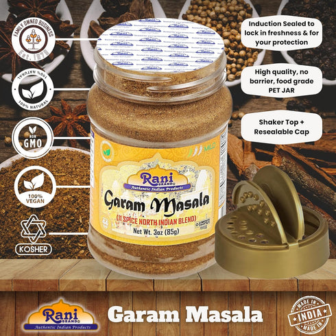 Rani Garam Masala Indian 11-Spice Blend, 3oz (85g) PET Jar, All Natural, Salt-Free, Vegan