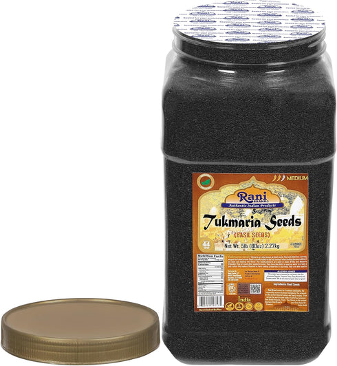 80oz (5lbs) 2.27kg Rani Tukmaria (Holy Basil Seeds) PET Jar Used for Falooda / Sabja Dessert, Spice & Ayurveda Herbal ~
