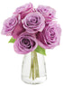 KaBloom - Bouquet of 6 Fresh Cut Purple Roses (Farm-Fresh, Long-Stem) with
