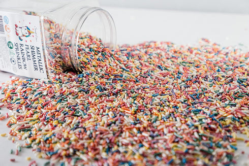 Sweet Evas SHIMMER Topper,Jimmies,Large,Bulk Candy,1.5 LBS Large,1.5 METALLIC PEARL RAINBOW SPRINKLES-Dairy