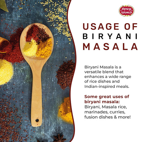 Spicy World 3.5oz 15 Biryani Masala Seasoning Mix for Rice Jar - Authentic Indian Style Blend, spice blend, All Natural