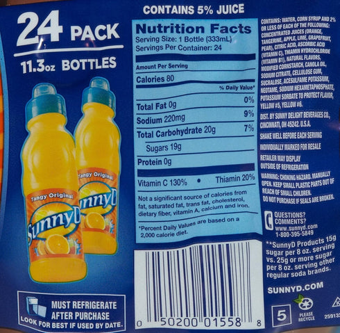 24 Count Sunny D Tangy Original Orange Flavored Citrus Punch Drink with Other Natural Flavors