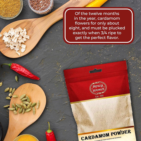 Spicy World Ground Cardamom Powder (Cardamon), 3.5 Ounce Bag
