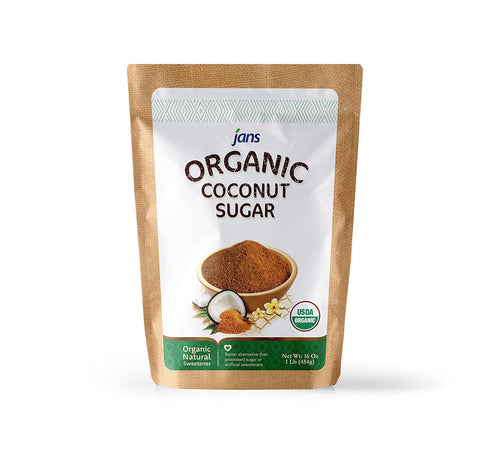 16 oz (Pack 1) Jans Organic Coconut Sugar | Made from Fresh Coconut | Gluten-Free | Non-GMO | Low Glycemic | Paleo