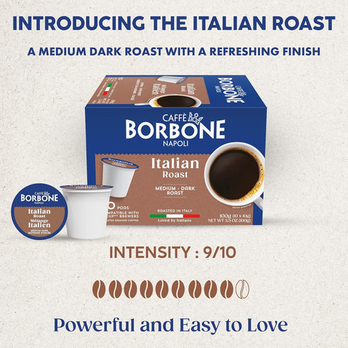 (60 Count) Caff Borbone Italian Roast Coffee Medium Dark Roast, Arabica & Robusta Blend, Roasted in Italy for a Bold