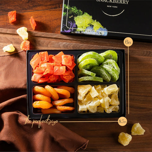 (4 Pack) Variety Dried Fuit Gift Basket, Fathers Day Gift Basket, Gift Box for Birthday. Anniversary, Get Well Gift