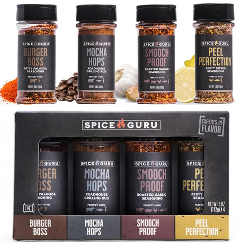 Spice Guru Grill Seasoning Gift Set - 4 Flavor BBQ Seasonings and