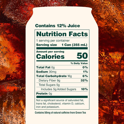 Packed 12oz (12-Cans) OLIPOP Prebiotic Soda Pop, Cherry Cola, A New Kind of Soda with Prebiotics, Fiber
