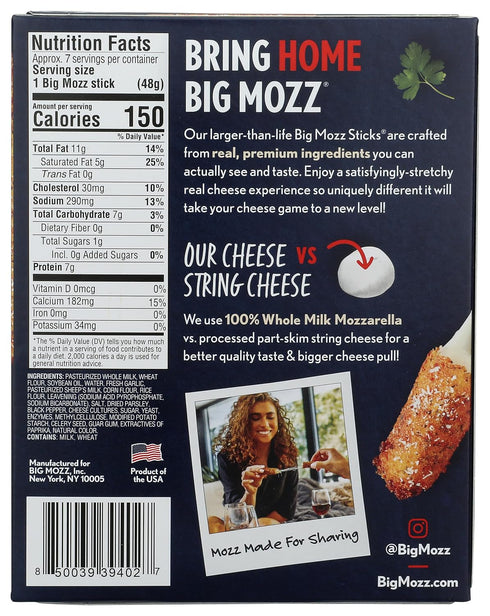Big Mozz Frozen Mozzarella 13.44 , Sticks Big Original, Ounce