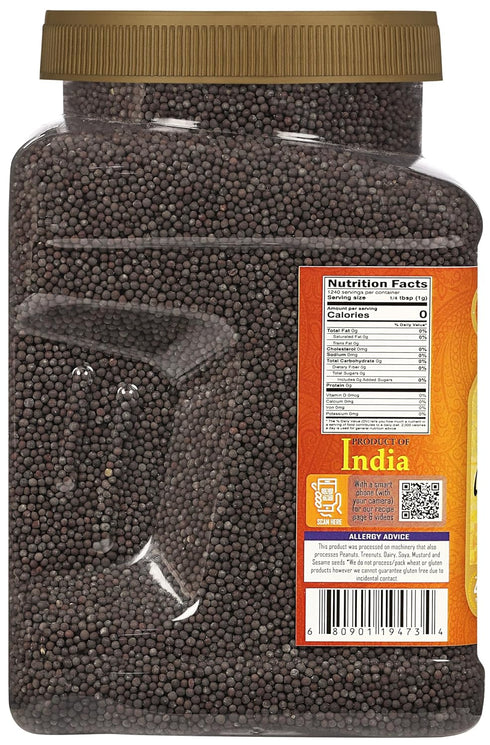 42oz (2.7lbs) 1.22kg Rani Black Mustard Seeds Whole Spice (Kali Rai) Bulk PET Jar ~ All Natural | Gluten Friendly |