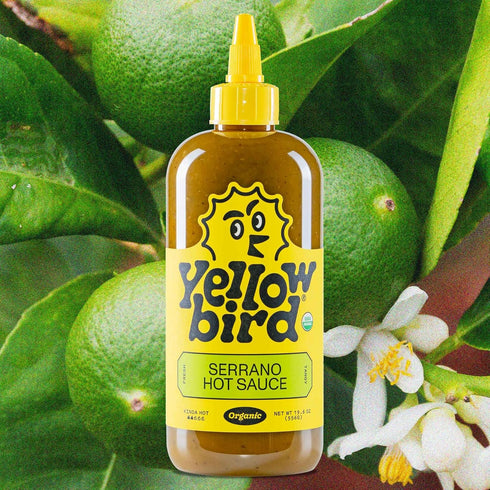 Yellowbird Organic Serrano Hot Sauce, 19.6 oz Tabletop Size (Kinda Hot | 1 Bottle | Made in Texas)