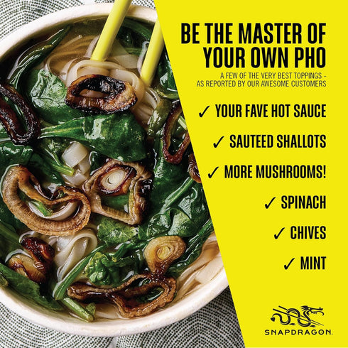 2.1 oz (6 Pack) Snapdragon Mushroom Pho Instant Noodle Bowls | Mushroom Flavor Broth with Rice Noodles | Gluten Free |