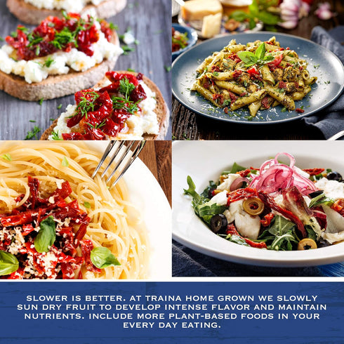 6-OZ (Pack 2) Traina Home Grown Fruitons Seasoned California Sun Dried Tomatoes and Italian Herbs - No Added Sugar, Non
