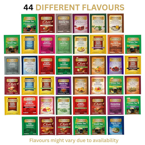 Pack (44 Count), 44 Twinings Tea Bag Sampler Assortment, Variety Unique Flavours for Tea Lovers: Women, Men, Couples