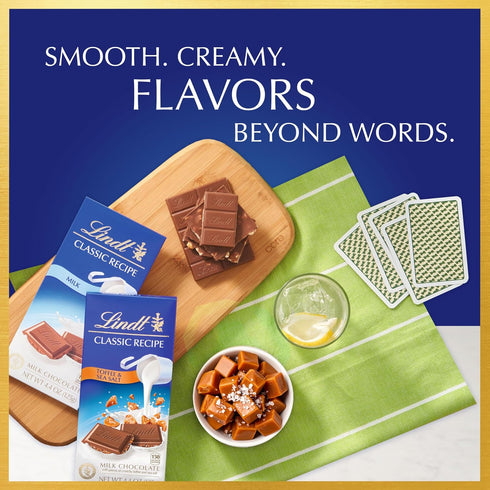 4.4 oz., 12 Pack Lindt CLASSIC RECIPE Toffee and Sea Salt Milk Chocolate Candy Bar