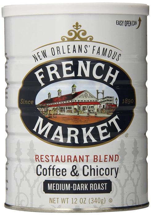 French Market Coffee & Chicory Medium-Dark Roast Ground Coffee, 12oz Can (Pack of 1)