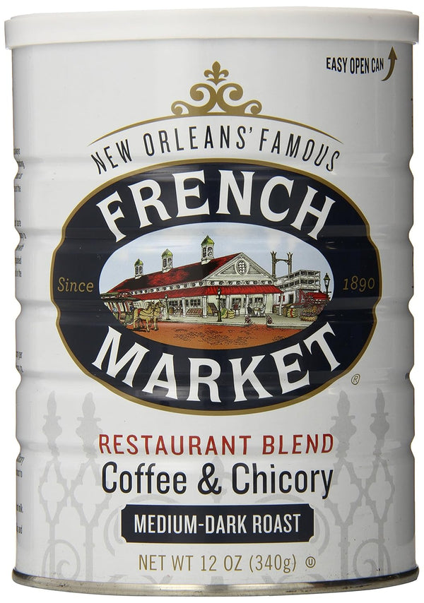 French Market Coffee & Chicory Medium-Dark Roast Ground Coffee, 12oz Can (Pack of 1)