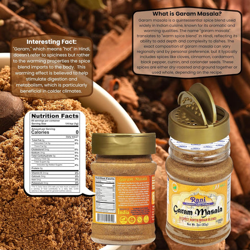 Rani Garam Masala Indian 11-Spice Blend, 3oz (85g) PET Jar, All Natural, Salt-Free, Vegan