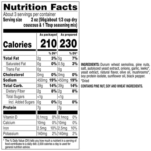 5.6 oz (Pack 12) Near East Toasted Pine Nut Couscous Mix