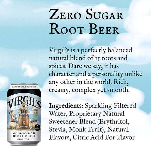 (6-12oz Virgils, Zero Sugar Root Beer, Great Tasting Zero Calorie Keto Friendly Soda cans)