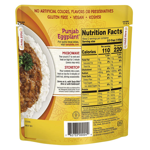 10 Tasty Bite Entree Indian Cuisine Punjab Eggplant, Ounce