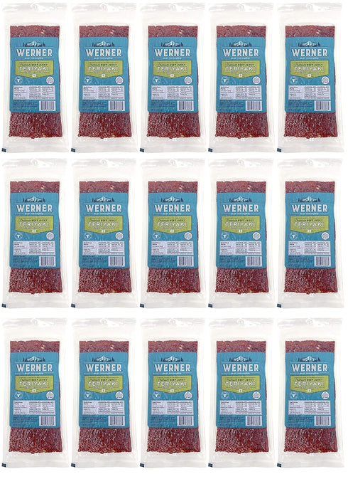 Werner Beef Jerky Slab Pack of 15-1 Ounce, Individually Wrapped Meat Snacks