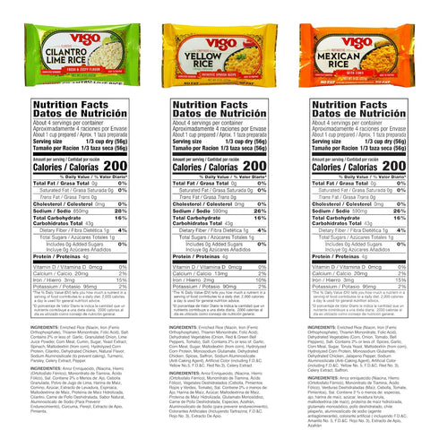 Pack, 8oz Pack 3 Vigo Authentic Rice Variety Low Fat, of (Saffron Yellow Rice, Mexican Rice with Corn, and Cilantro