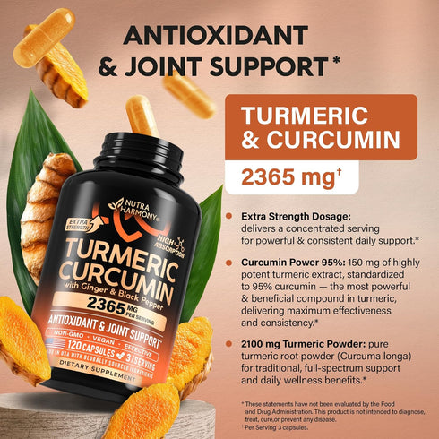2365 95% Immunity 120 Turmeric Curcumin Supplement mg - Turmeric with Ginger & Black Pepper - Highly Bioavailable