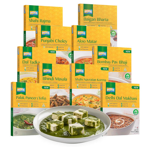 Ashoka Authentic Indian Meals 1932, Vegan Sampler Pack, Kosher Certified, Ready to