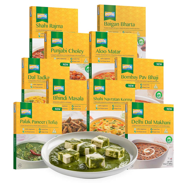Ashoka Authentic Indian Meals 1932, Vegan Sampler Pack, Kosher Certified, Ready to