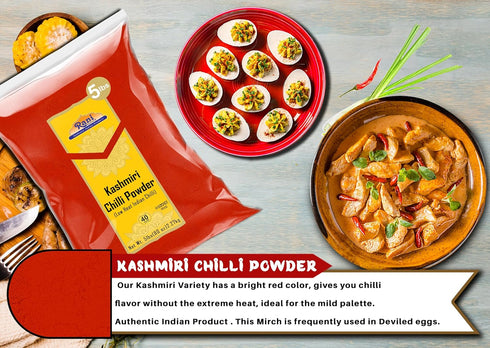 80oz (5lbs) 2.27kg Rani Kashmiri Chilli Powder (Deggi Mirch, Low Heat) Ground Indian Spice Bulk ~ All Natural |
