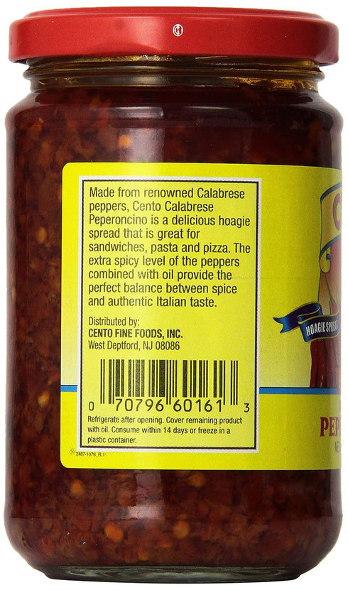 (2)- 9.87 oz. Cento - Extra Hot Calabrese Peperoncino Hoagie Spread, Jars