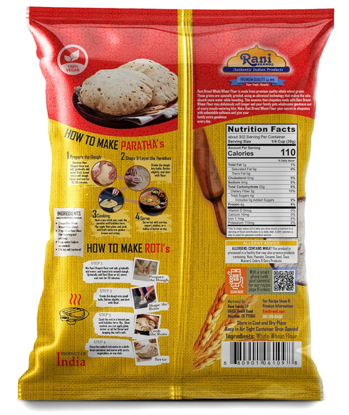 (100% 320oz (20lbs) 9.08kg Rani Chapati Flour Pure Whole Wheat Chakki Atta), For Making Roti & Indian Breads Bulk ~