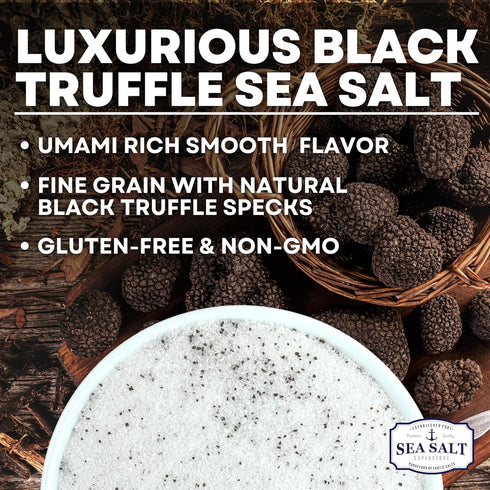 Caravel Gourmet Italian Black Truffle Sea Salt Rich Truffle-Infused Flavor Elevates Dishes Like Soups, Sauces