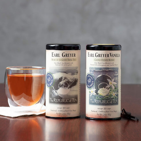 2.8 oz 50 The Republic of Tea - Earl Greyer Vanilla Tea, Tin, Tea Bags | Gourmet Tea | Caffeinated