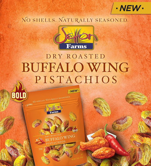 5 Oz Buffalo Wing Seasoned Shelled PIstachios Kernels - No Shells Dry Roasted No Shell Pistachios, Dry Roasted, Non-GMO