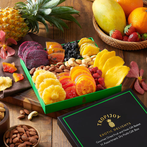 11 20oz Dried Fruit Gift Basket Tropical Flavor Exotic Dried Fruit Basket Gift | Soft Mixed Dried Fruit and Nuts Gift