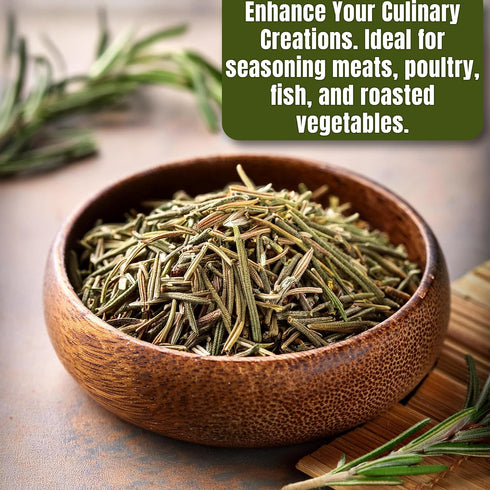5oz Dried Rosemary Leaves Whole Rosmary Herb for Cooking, Tea, Hair Rinse & Seasoning Romero Seco, Dry Rosemarry