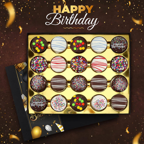 Empire Delights 20 Count Chocolate Cookies Birthday Gift Basket for Men and Women - Gourmet Chocolate Happy Birthday
